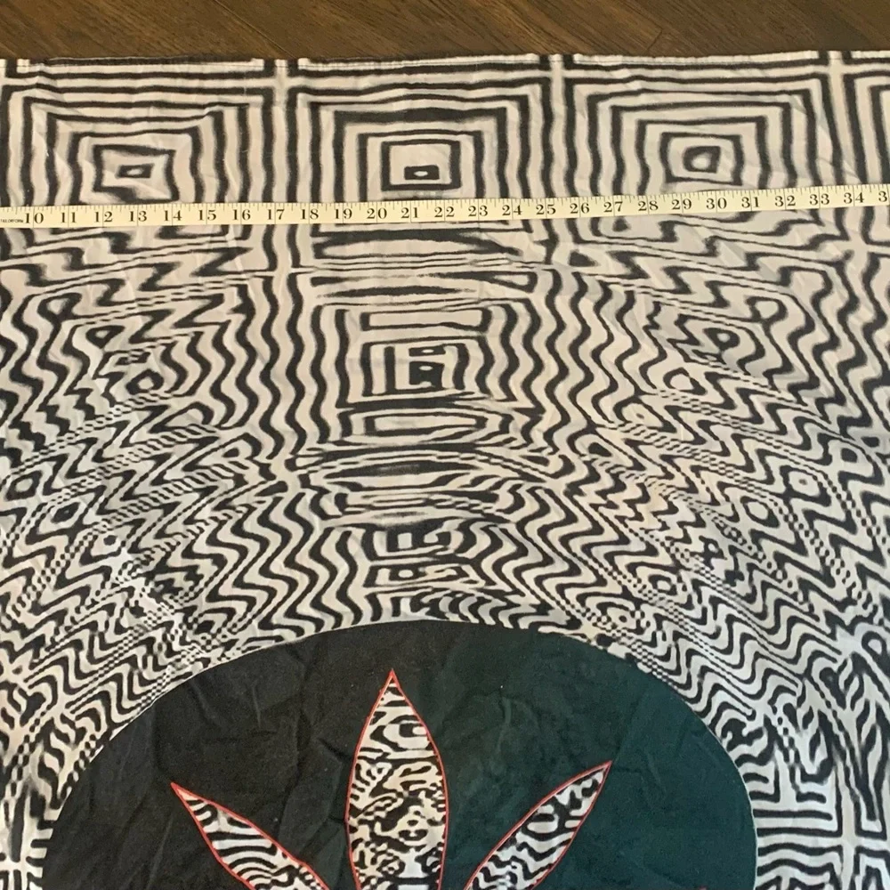 Vintage 2003 Psychedelic Cannabis Leaf Tapestry Op Art Charron Design